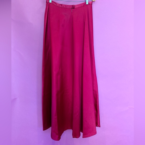 Garnet Red Maria Bianca Nero Full Length Satin Skirt Size L - Picture 3 of 3